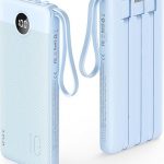 10000mAh Power Bank With Built in Cables,USB C Battery Pack Portable Charger with 5 Outputs 2 Inputs Powerbank LED Display compatible with iPhone 14 13 12 Samsung S21 S20 Xiaomi...
