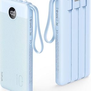 10000mAh Power Bank With Built in Cables,USB C Battery Pack Portable Charger with 5 Outputs 2 Inputs Powerbank LED Display compatible with iPhone 14 13 12 Samsung S21 S20 Xiaomi...