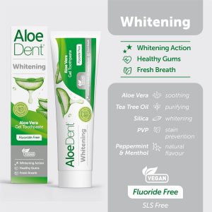 Aloe Dent Whitening Aloe Vera Toothpaste – Fluoride Free, Vegan, Cruelty-Free, SLS Free, Natural Whitening for Healthy Gums – 100ml - Image 3