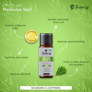 Kanzy Organic Tea Tree Essential Oil – 100% Pure, Natural, Undiluted – Vegan Tea Tree Oil for Skin, Hair, Face, Nails, Aromatherapy & Diffusers – 30ml - Image 4