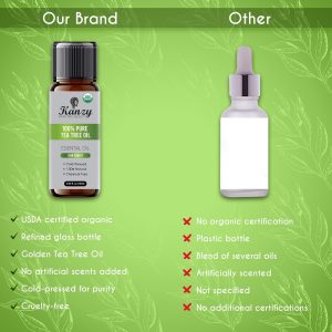 Kanzy Organic Tea Tree Essential Oil – 100% Pure, Natural, Undiluted – Vegan Tea Tree Oil for Skin, Hair, Face, Nails, Aromatherapy & Diffusers – 30ml - Image 6