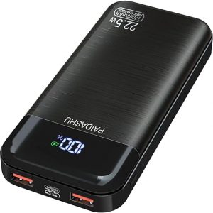 Power Bank 27,000mAh, PD3.0 QC4.0 22.5W Fast Charging PD20W USB C PowerBank Portable Charger With LCD Display 3 Outputs & 2 Inputs for Smartphones Tablets and More