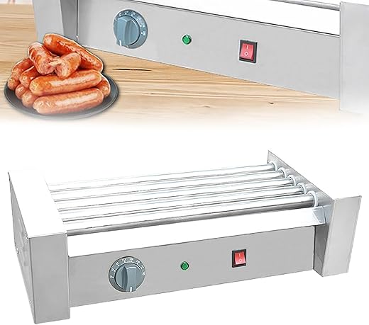 Stainless Steel Sausage Oven, 50-190℃ Temperature Range Electric Hot Dog Oven, 7 Polished Stainless Steel Rollers + Non-stick, for Breakfast Shops/Bakeries/Food Stalls/Western... Stainless Steel Sausage Oven, 50-190℃ Temperature Range Electric Hot Dog Oven, 7 Polished Stainless Steel Rollers + Non-stick, for Breakfast Shops/Bakeries/Food Stalls/Western...